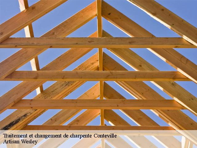 Traitement et changement de charpente  conteville-27210 SH couverture